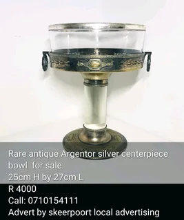 Rare antique Argentor silver centerpiece bowl for sale