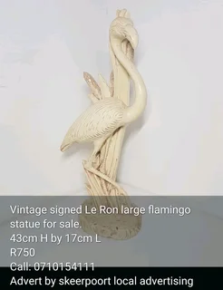 Vintage large signed Le Ron flamingo statue for sale