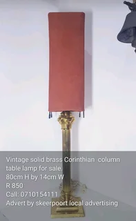 Vintage solid brass Corinthian  column table lamp for sale