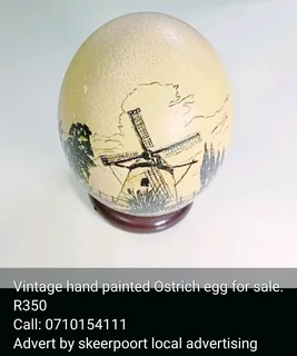 Vintage hand painted ostrich egg for sale