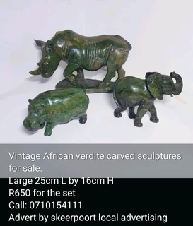 Vintage African verdite carved sculptures for sale