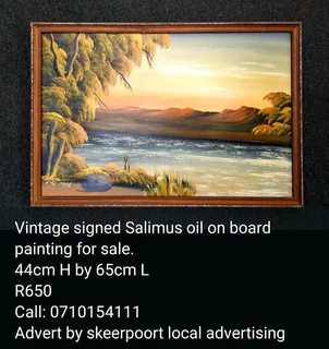 Vintage signed oil on board painting for sale