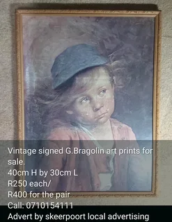 Vintage signed G.Bragolin art prints for sale