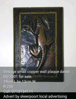 Vintage small copper wall plaque for sale