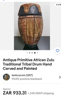 Antique hand carved African tribal drum set for sale