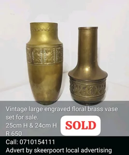 Vintage brass hammered vases for sale