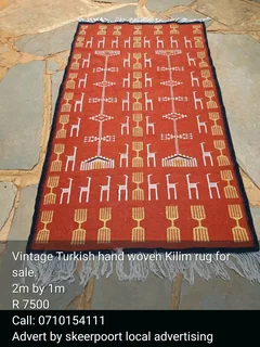 Vintage Turkish hand woven Kilim rug for sale