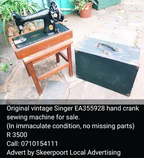 Original vintage Singer EA355928 hand crank sewing  machine for sale