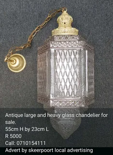 Antique large and heavy glass chandelier for sale