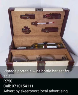 Vintage portable wine bottle bar set for sale