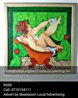 Vintage signed Frieda oil painting for sale