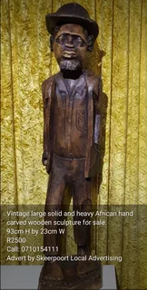 Vintage Large Solid And Heavy African Hand Carved Sculpture For Sale