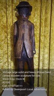 Vintage LARGE solid and heavy African hand carved sculpture for sale