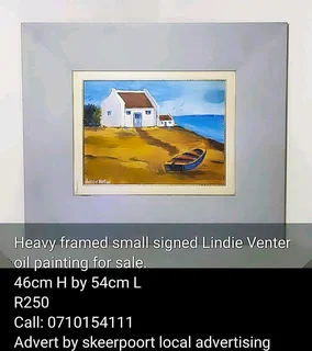 Heavy framed small signed Lindie Venter paintings for sale