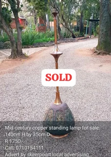 Mid century copper standing lamp for sale