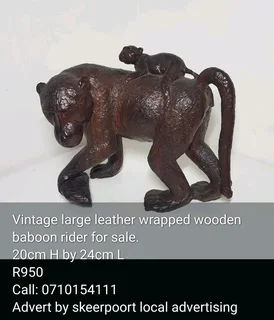 Vintage large leather wrapped wooden bamboo rider for sale