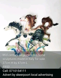 Mid century large ceramic horse sculptures made in Italy for sale