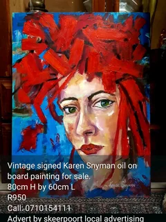 Vintage Signed Karen Snyman Oil On Board Painting For Sale