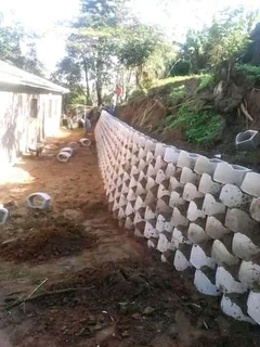 Retainer wall installation.