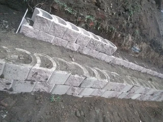 Retainer wall installation.