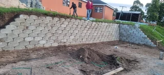 Retainer wall installation.