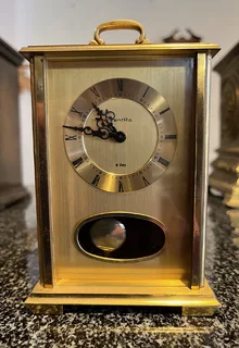 Unusual German Made ZentRo 8 Days Winding Desk Clock with Pendulum, Chiming