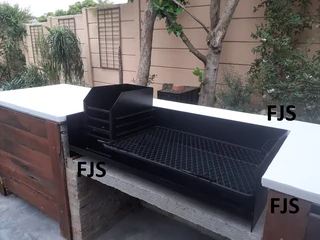 CUSTOM  FJS  BRAAI INSERTS 4, PANS, EMBER MAKERS, GRIDS, DOORS, BOMAS, GRID &amp; POTJIE STANDS,