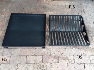 CUSTOM  FJS  FIRE PLACE SETS 2, GRATES, ASH PANS, FIRE BASKETS, BOMAS