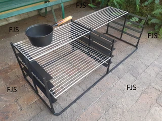 CUSTOM  FJS  BRAAI INSERTS 5, PANS, EMBER MAKERS, GRIDS, DOORS, BOMAS, GRID &amp; POTJIE STANDS