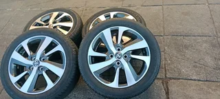 A Set of Rims And TYRES 16inche Toyota Starlet and Toyota Yaris 4x100 Pcd Original mags