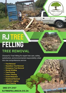 RJ TREE FELLING FULLY INSURED 084 730 0625 www.rjtreefellingza.co.za 
