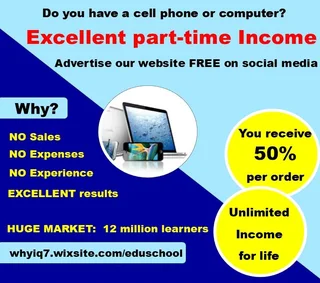 Excellent Part-Time Income. Do you have a cellphone or a computer?..You receive 50% per order...