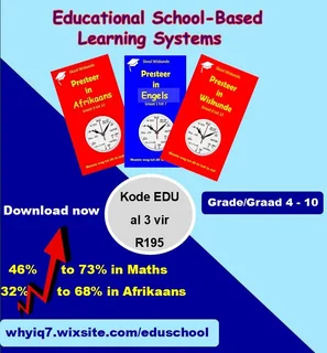 Pakkette wat leerlinge help met vaardighede in Wiskunde/ Afrikaans/ Engels. Graad/Grade 4 tot 10.