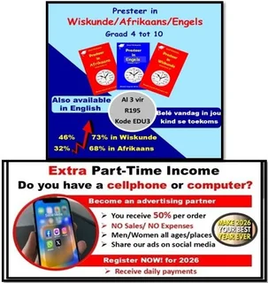 Pakkette wat leerlinge help met vaardighede in Wiskunde/Afrikaans/Engels. Graad 4 tot 10....