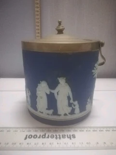 Buy this Jasperware Biscuit Barrell and support our hAndicapped