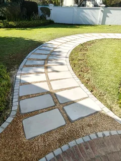 ROCKFACE PAVING SLABS AND ARTIFICIAL GRASS