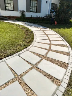 ROCKFACE PAVING SLABS AND ARTIFICIAL GRASS