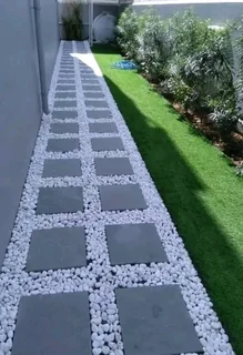 ROCKFACE PAVING SLABS AND ARTIFICIAL GRASS