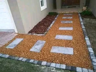 ROCKFACE PAVING SLABS AND ARTIFICIAL GRASS