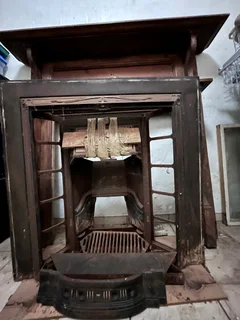 19th Century Victorian Cast Iron Tiled Fireplace and Mantel