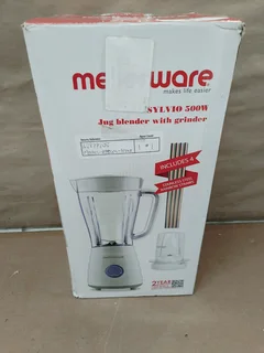 Mellerware Jug Blender With Coffee Mill & 4 Metal Straws Plastic White 1.5L