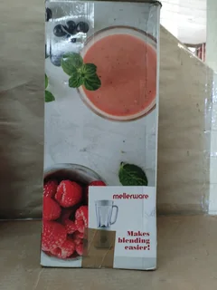 Mellerware Jug Blender With Coffee Mill &amp; 4 Metal Straws Plastic White 1.5L