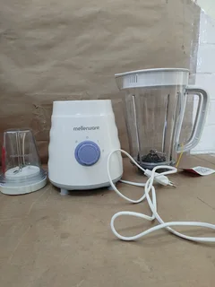 Mellerware Jug Blender With Coffee Mill &amp; 4 Metal Straws Plastic White 1.5L