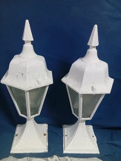 Pair of metal lanterns