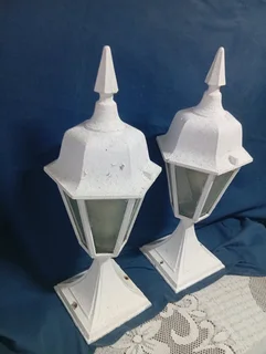 Pair of metal lanterns