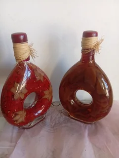 2 x decorative bottles