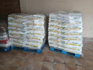 4 tons maize meal &#64;2.50 per kg/R2500 per ton, 2ton rice &#64;R6.7 per kg/R6700per ton