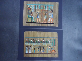 2 Egyptian Weighing of the Heart Papyrus Paintings