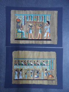 2 Egyptian Weighing of the Heart Papyrus Paintings