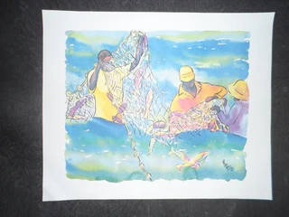 Mauritian Fishermen Print by RHK